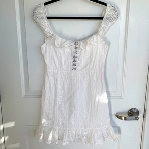 White eyelet cotton dress